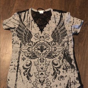 Affliction lace up tee
